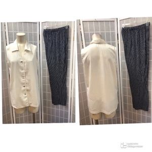NY Company Woman,Pant set 2 pc,small/medium,Made in USA,a white striped pants.!